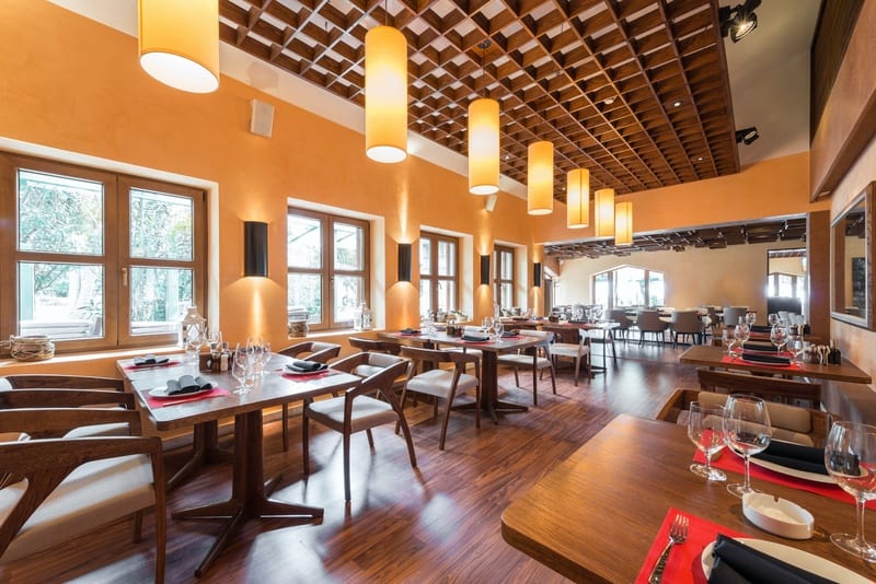 Five star restaurant with wood flooring