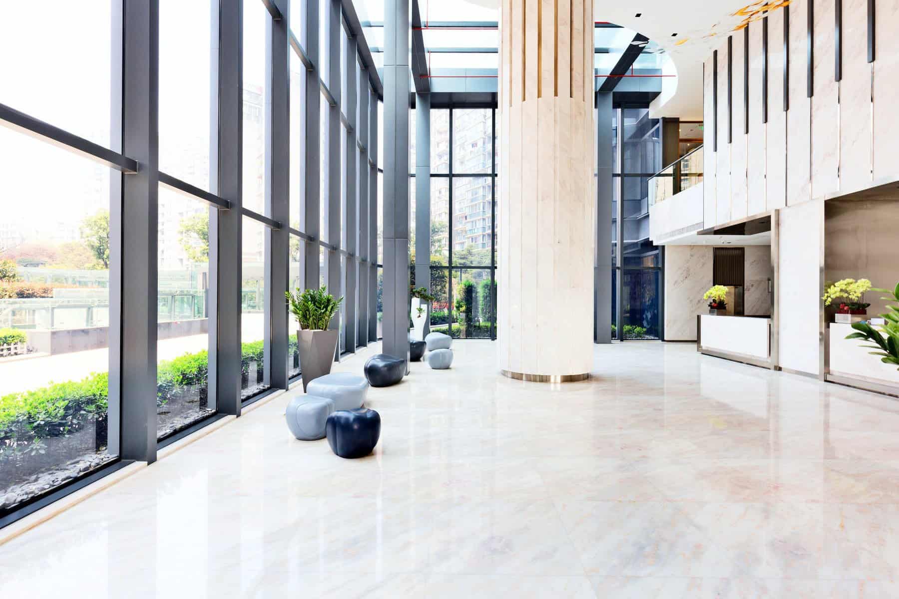 Commercial building with marble floors