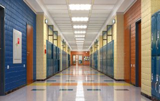 School hallway with lockers school painting services
