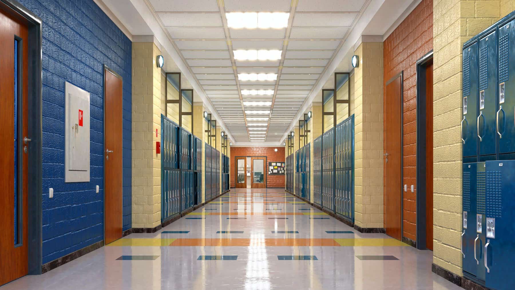 School hallway with lockers