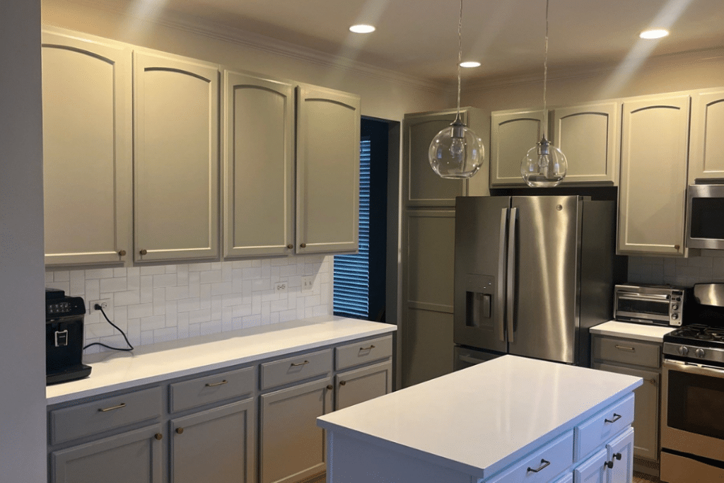 interior kitchen cabinet painting and refinishing, steps for sanding cabinets